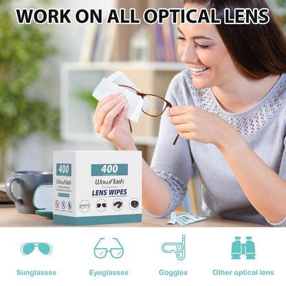 200 Count Lens Wipes for Eyeglasses, Eyeglass Lens Cleaning Wipes Pre-moistened Individually Wrapped Sracth-Free Streak-Free Eye Glasses Cleaner Wipes for Sunglass, Camera Lens, Goggles