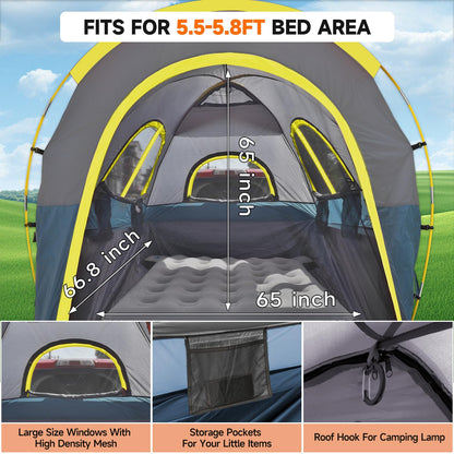 Truck Bed Tent 5.5-6ft: Easy Set Up Umburato Pickup Truck Tents for Camping, Waterproof PU3000mm Canopy for Truck Camper, Portable, Spacious for 2 Person Green