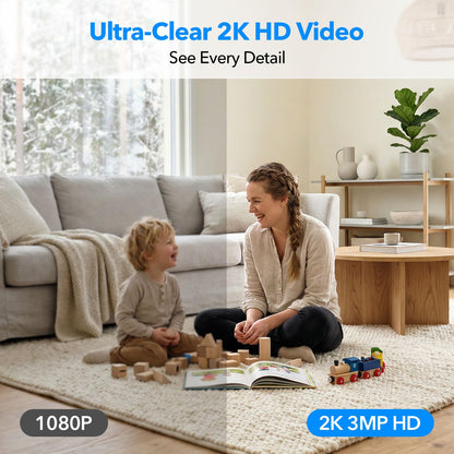 2K Cameras for Home Security Dual-Band 5G/2.4GHz WiFi Indoor Camera Baby Monitor & Pet Camera for Dog Cat Elder AI Motion Detect 2-Way Audio Night Vision 24/7 Local Recording SD Cloud Storage 2 Pack