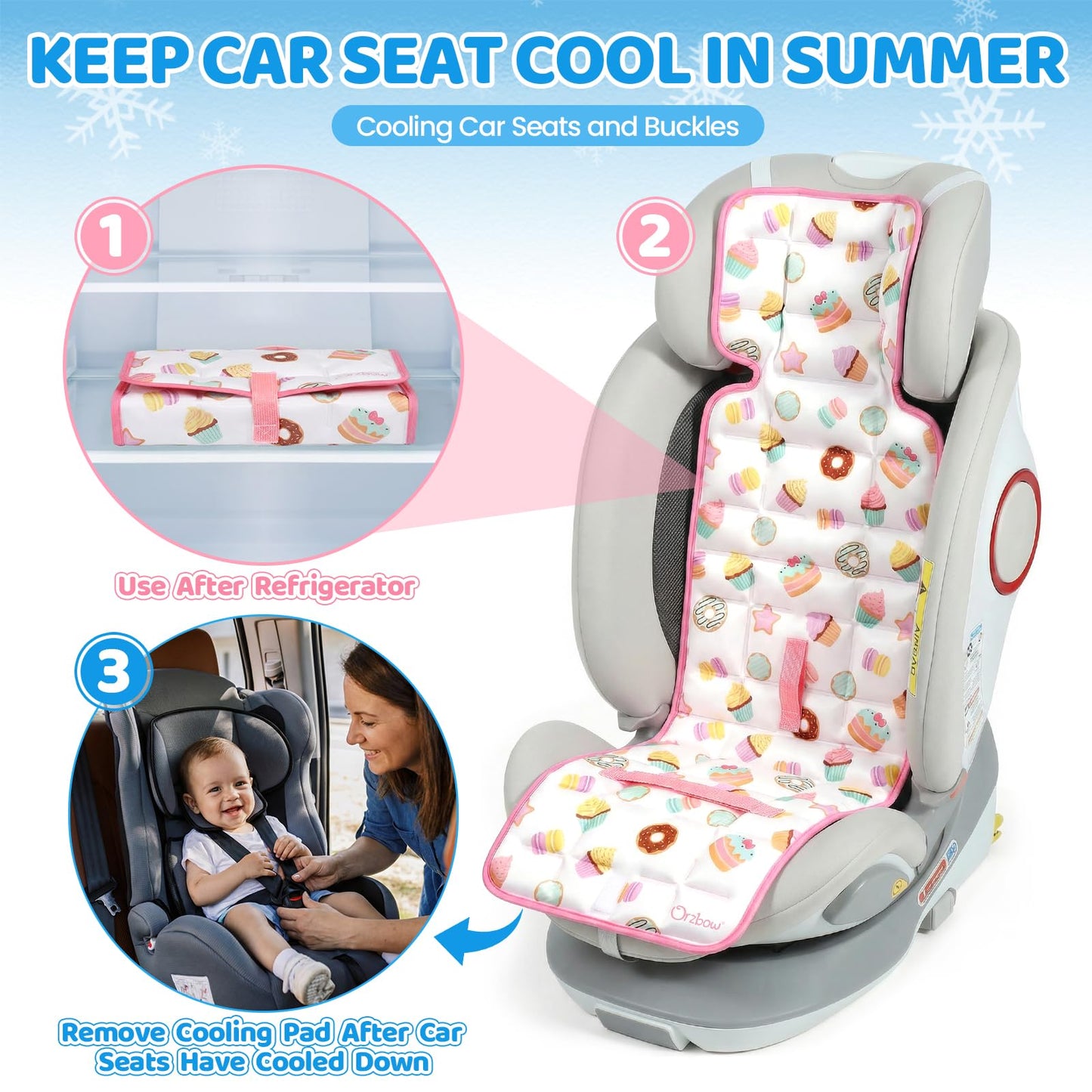 Orzbow Car Seat Cooling Pad with Insulated Bag, Carseat Cooler Pad for Babies Toddler Kids Infant, Portable Baby Cooling Pad for Hot Summer to Keep Comfortable, Blue