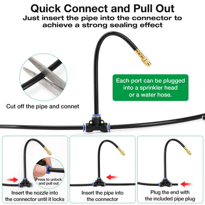 MIXC 1/4" 100Ft Drip Irrigation System for Garden with 16pcs 360°Adjustable Brass Nozzles & Bendable Rod,Upgraded Watering System Kit for Outdoor Plants,Lawn,Raised Bed,Potted Plant,Yard,Greenhouse