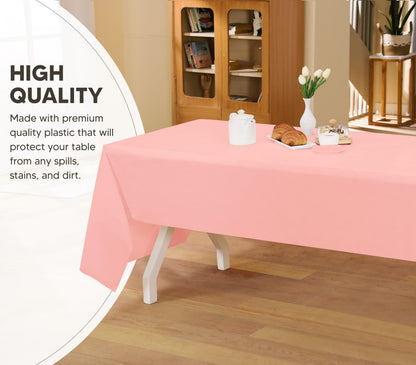Utopia Kitchen Einweg-Tischdecke aus Kunststoff (12er Pack – 137x274 cm) Weiß Rechteckige Tischdecke Wasserdicht Schmutzabweisend Party-Tischdecke