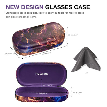 molshine Hartschalen-Leder-Sonnenbrillenetui, klassisches großes Brillenetui für Damen und Herren, Sonnenbrille (Schwarz)