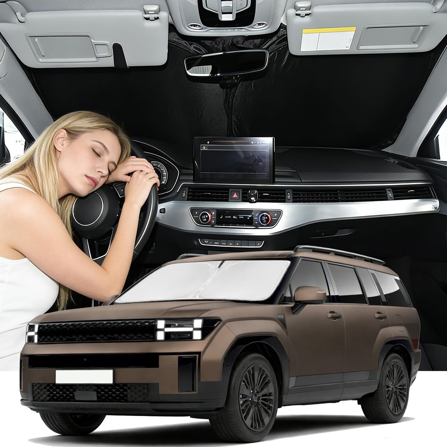for Toyota Tacoma 2016-2023 2024 2025 2026 Sun Shade Sunshade Windshield Cover - 4 Layers Front Window Shade Custom Fit Tacoma 2Dr 4Dr Pickup Sun Visor 240T Shade Blocks UV Rays Car Accessories