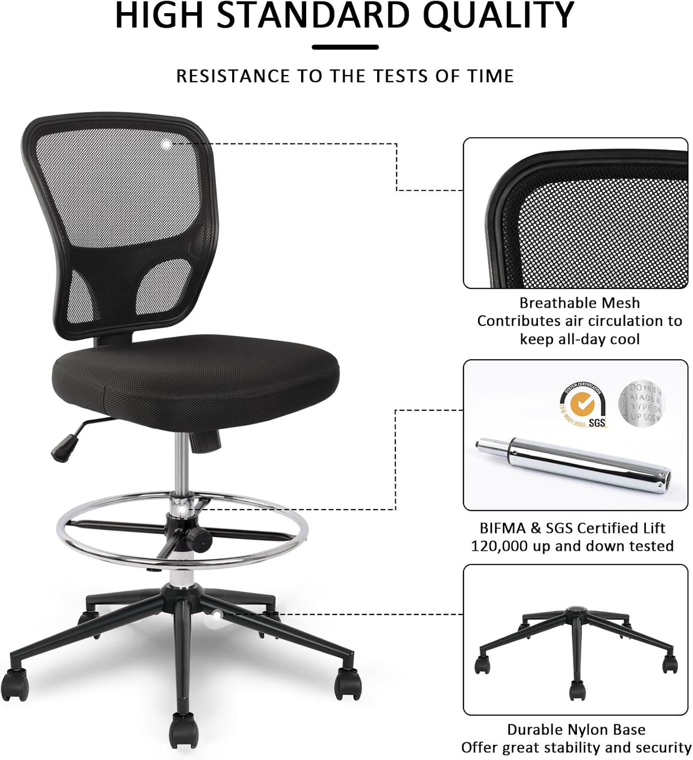 Elevate Your Workspace with the HYLONE Armless Drafting Chair