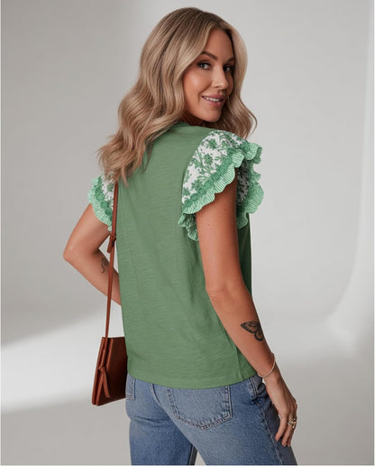 SELINK Womens Summer Ruffle Short Sleeve Top - A Perfect Blend of Style and Comfort