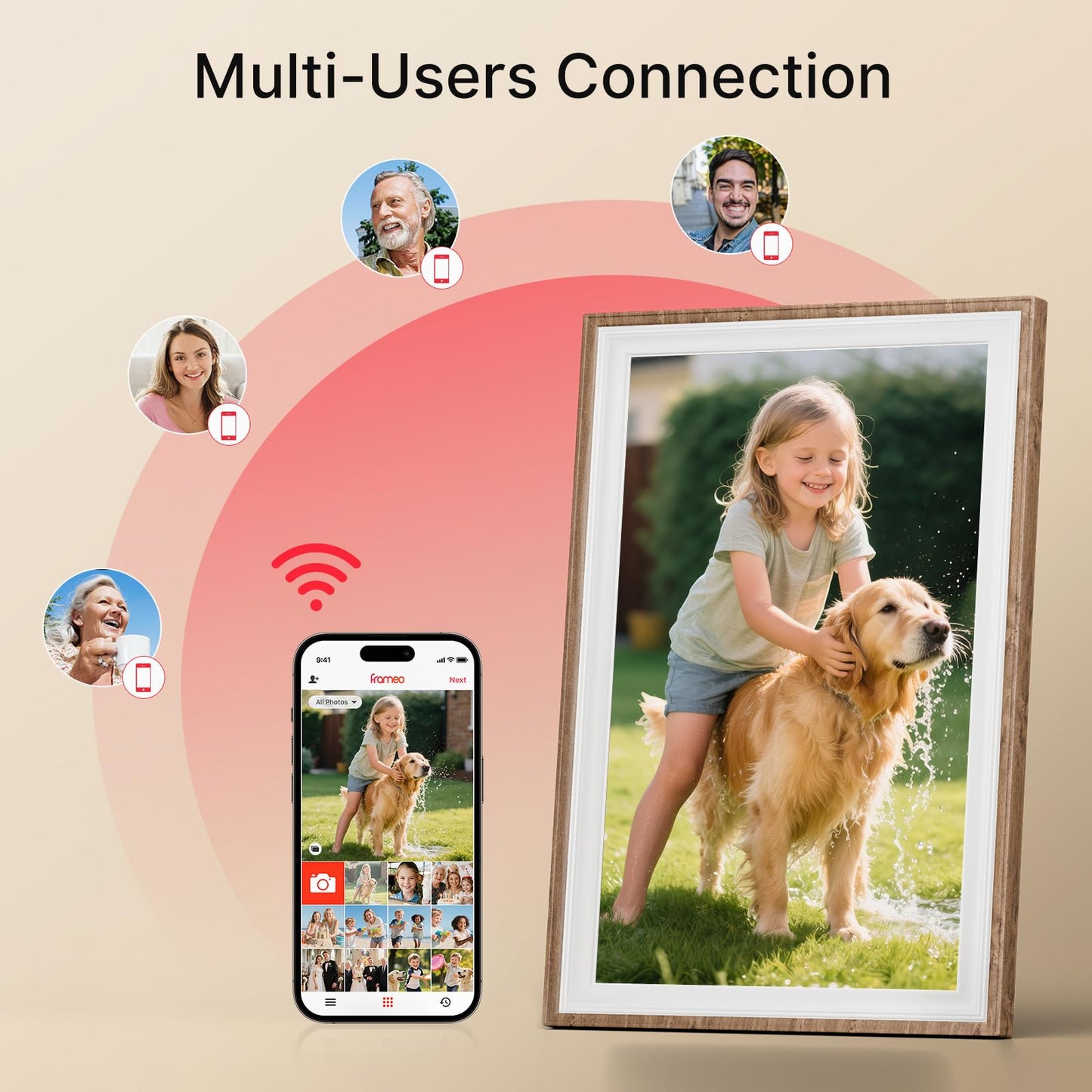 Frameo 10.1 Inch WiFi Digital Picture Frame, Smart Cloud Electronic Photo Frame with HD IPS Touch Screen Slideshow 32GB Memory Auto-Rotate Wall Mount, Share Photos/Videos from Phone - Gifts for Mom