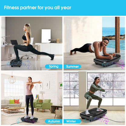 SoftGym Waver Vibration Plate Exercise Machine for Lymphatic Drainage Weight Loss,120 Speed Levels Vibrating Platform with Resistance Bands,Full-Body Workout Equipment for Muscle Activation