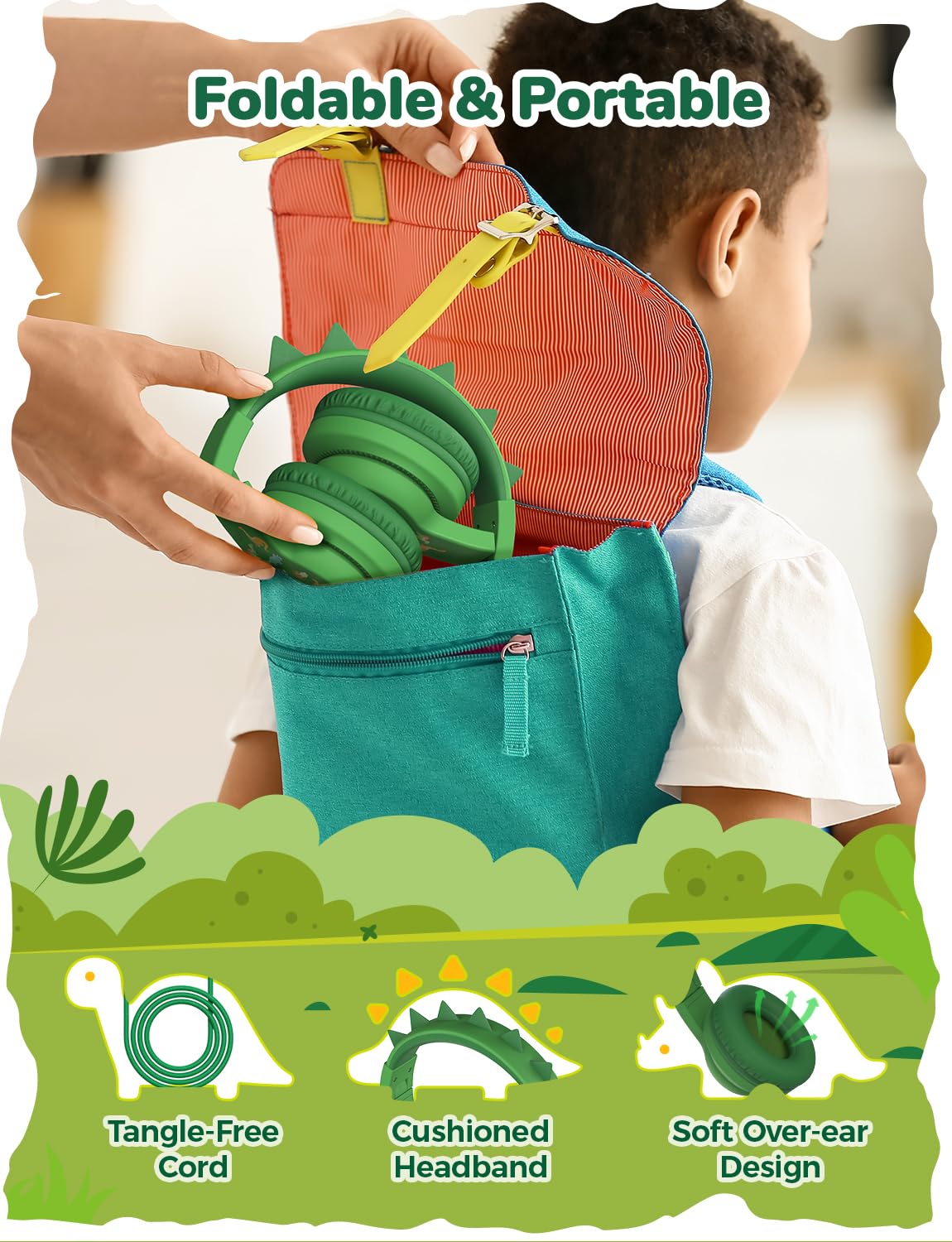 iClever Kinderkopfhörer für Schule und Reisen, sichere Lautstärkebegrenzung, HD-Mikrofon, Stereo-Sound Over-Ear-Kopfhörer für Mädchen und Jungen, FunShare Faltbar, 3,5 mm kabelgebunden für iPad Computer, HS19