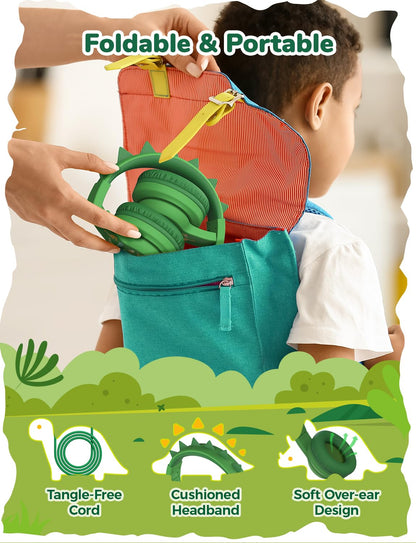 iClever Kinderkopfhörer für Schule und Reisen, sichere Lautstärkebegrenzung, HD-Mikrofon, Stereo-Sound Over-Ear-Kopfhörer für Mädchen und Jungen, FunShare Faltbar, 3,5 mm kabelgebunden für iPad Computer, HS19