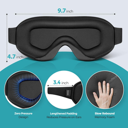 WAOAW Schlafmaske für Damen und Herren: Verdunkelungs-Augenmasken zum Schlafen – 3D atmungsaktive, weiche, bequeme Augenmaske für Reisen – verstellbare, lichtblockierende Nachtmasken zum Schlafen