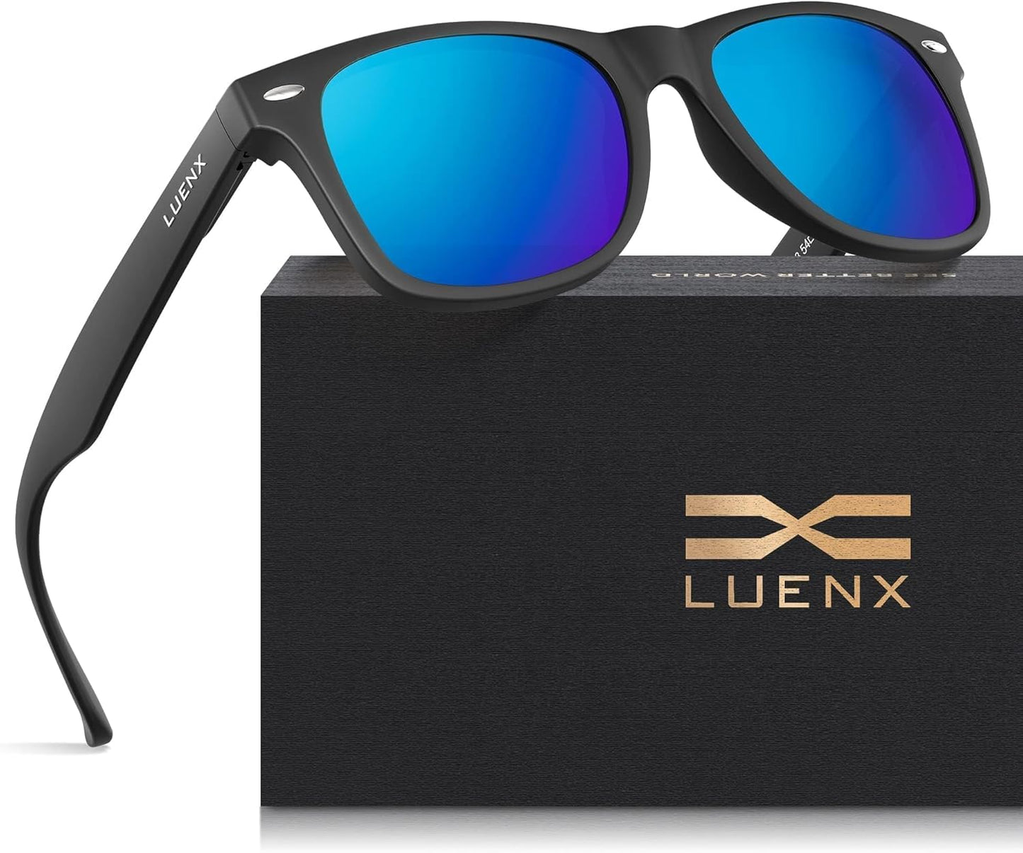 LUENX Polarisierte Sonnenbrillen für Herren und Damen, quadratische Fassung – UV-400-Schutz, 54 mm