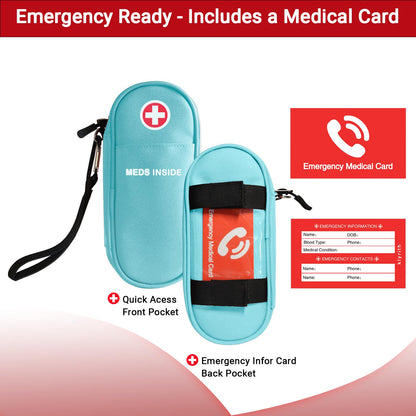 EpiPen Carry Case Insulated, Travel Medical Bag with YKK Zipper, Hold 2 Epi Pens or Auvi-Q, Anti-Histamine, Asthma Inhaler, Allergy Medicines, Emergency Medication Organizer Pouch, Red