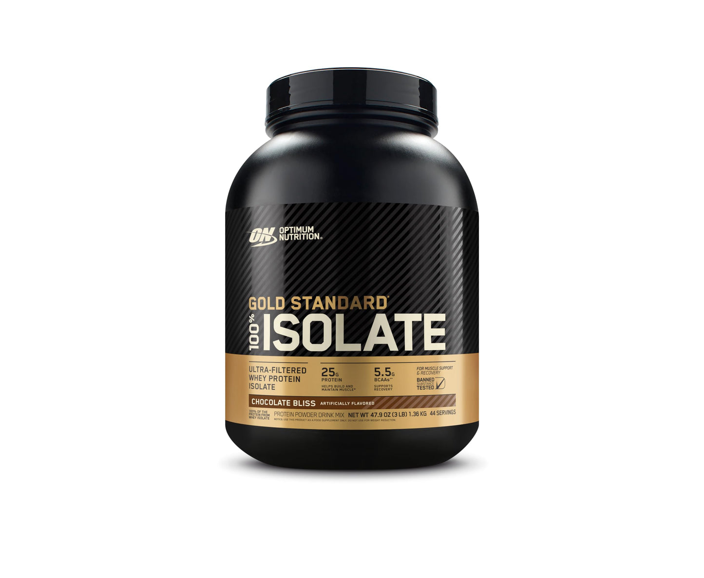 Optimum Nutrition Gold Standard 100% Isolate, Protein Powder, Chocolate Bliss, 3 Pounds, 44 Servings. Whey Protein Isolate (Packaging May Vary) (Pack of 4)