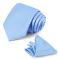 JUNMEISI Black Tie Set in Gift Box Mens Solid Color 3.15" (8CM) Black Necktie and Pocket Square Set