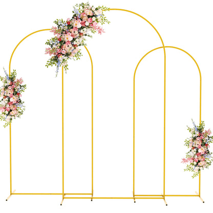 Fomcet Wedding Arch Backdrop Stand Set of 3 White Metal Arched Backdrop Stand 7.2FT & 6.6FT & 6FT Balloon Arch Frame for Wedding Ceremony Birthday Party Baby Shower Anniversary Decoration
