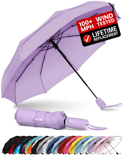 Repel Windproof Travel Umbrella - Compact & Withstands Winds up to 100MPH , Strongest Premium Auto Folding Umbrella for Rain and Sun - Durable, Light & Portable for Women & Men , Fits Backpack & Cars