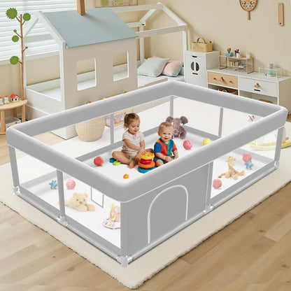 Baby Playpen with Mat 50x50 Inch, Playpen with Colorful Ball for Babies and Toddlers, Baby Play Pen Pin Indoor Play Fence (Mat and Ball Included)