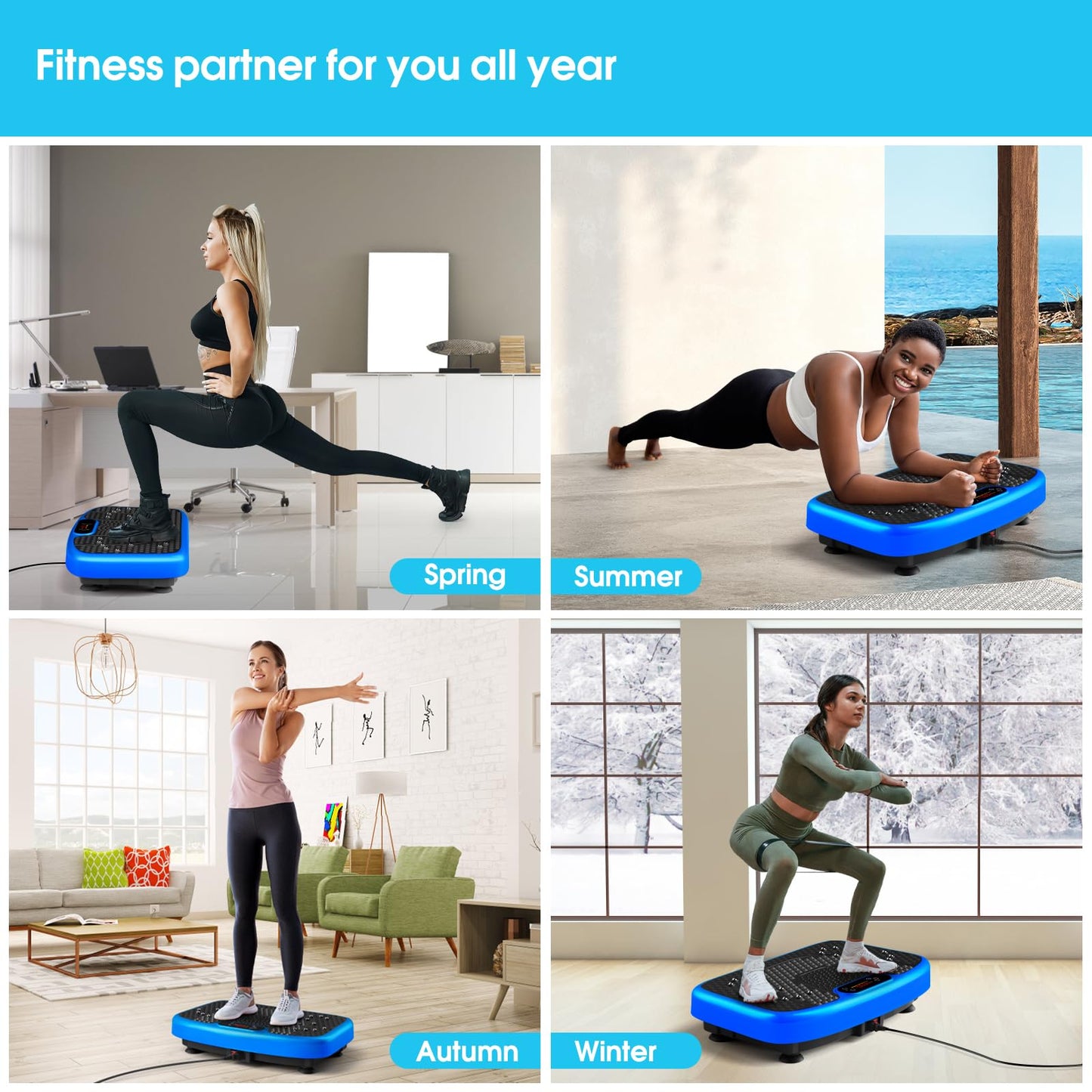 SoftGym Waver Vibration Plate Exercise Machine for Lymphatic Drainage Weight Loss,120 Speed Levels Vibrating Platform with Resistance Bands,Full-Body Workout Equipment for Muscle Activation