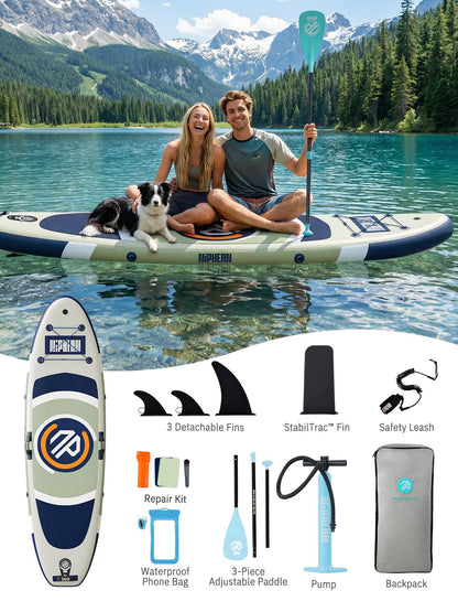 Niphean（Ultra-Light） Inflatable Paddle Board with StabilTrac Fin and Durable SUP Accessories, 10' Stand Up Paddle Boards for Adults & Youth, Versatile Yoga Paddle Board, Gift Ideas