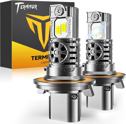 Termitor Brightest H13/9008 LED Bulbs, 10X Brighter 50,000LM, 85K+ Hours Service Life, 6500K Cool White, IP68 Waterproof, 1:1 OEM Size, 3 Minute Installation, Pack of 2