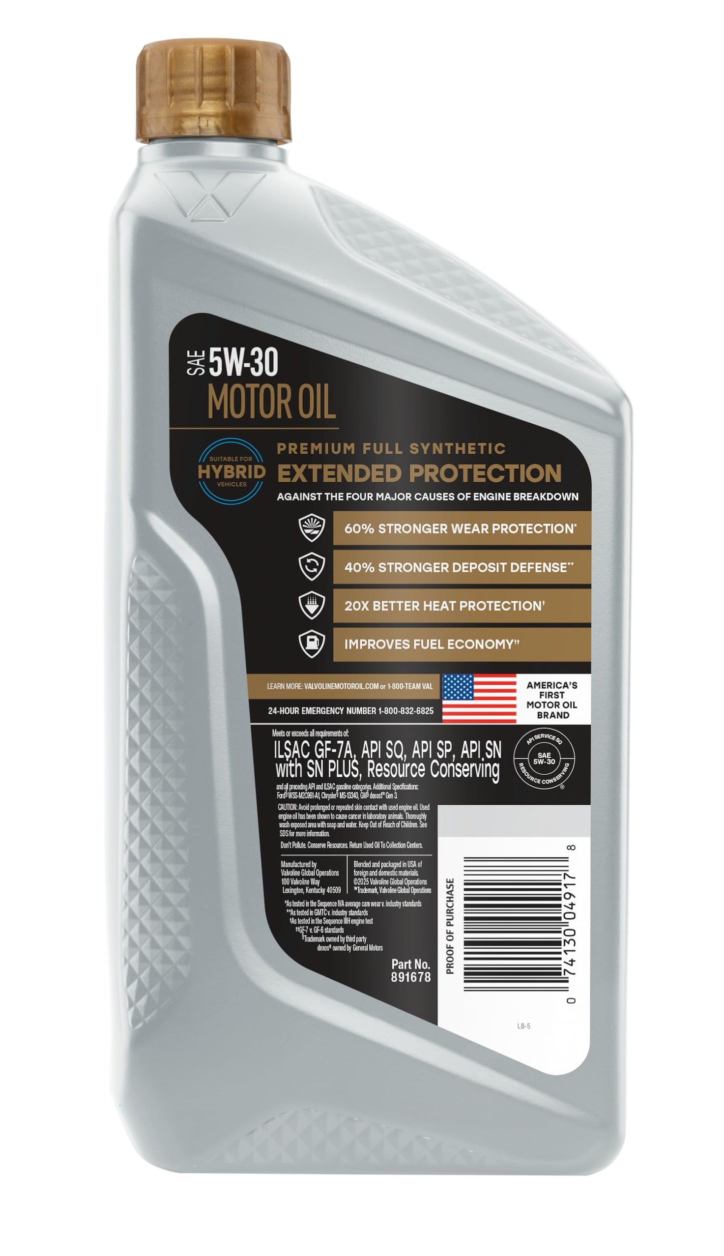 Valvoline Advanced Full Synthetic SAE 0W-20 Motor Oil 5 QT