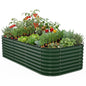 Kesfitt Raised Garden Bed, 5x2x1 FT Galvanized Steel Metal Raised Garden Bed, Oval Open-Bottom Design, 12-Inch Deep for Outdoor Vegetable & Herb Gardening, Fruit Green