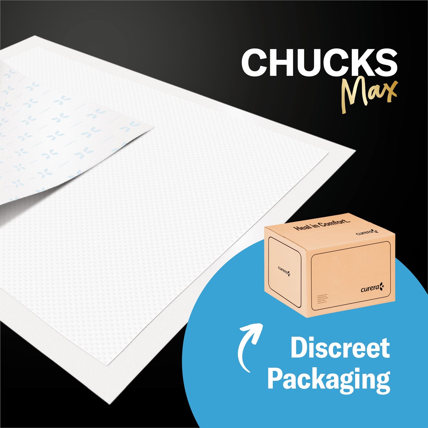 Chucks® MAX Hospital Bed Pads Disposable Adult 36 x 36 Breathable Incontinence Pads - XXX-Large Pee Pads for Adults - Heavy Duty 10X Absorbency Underpads - 400 Lbs. Patient Repositioning [20 Count]