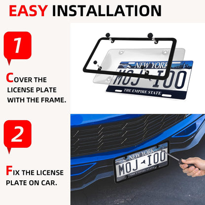 2er Pack Auto Getönte Nummernschildabdeckungen Rahmen Schild Combo - Unzerbrechliche Getönte Nummernschildabdeckung Passend für Alle Standard US-Kennzeichen, Blasen-Design Nummernschildhalter mit Schrauben & Kappen (Schwarz)