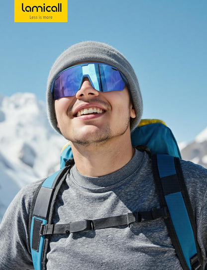 Lamicall Polarisierte Sportsonnenbrille Herren Damen, [24g Ultraleicht] Verstellbares Nasenpad Sportbrille für Fahrrad Wandern Laufen