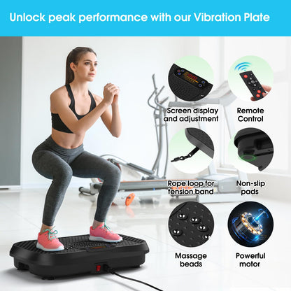 SoftGym Waver Vibration Plate Exercise Machine for Lymphatic Drainage Weight Loss,120 Speed Levels Vibrating Platform with Resistance Bands,Full-Body Workout Equipment for Muscle Activation