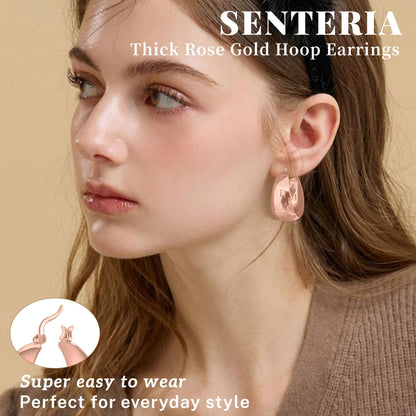 Senteria Dicke, klobige, vergoldete Creolen für Frauen, hypoallergene, 14K vergoldete Creolen, leichte, große goldene Creolen für Frauen, 30 MM