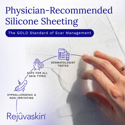 Rejuvaskin Scar Heal Kit for Breast Scars, Soften, Flatten, Reduce and Recover, Silicone Sheeting, RejuvaSil Gel & Medical Tape, Breast Anchor Pair