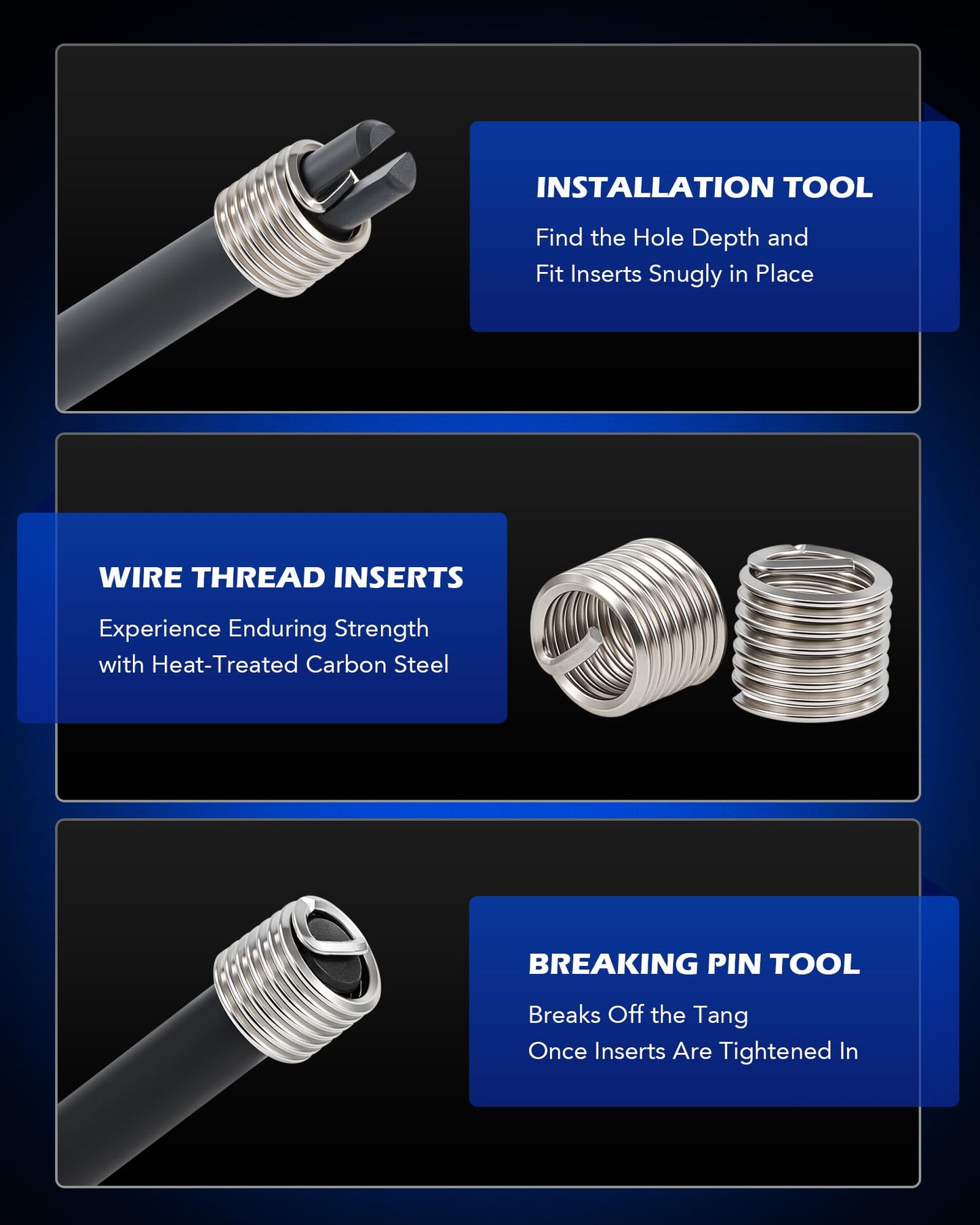 Orion Motor Tech 172pc Thread Repair Kit, Metric Thread Restorer Kit with HSS Drill Bits Taps Inserts Breakoff Installation Tools, Auto Rethreading Restorer Tool Kit in M5 M6 M8 M10 M12 Sizes