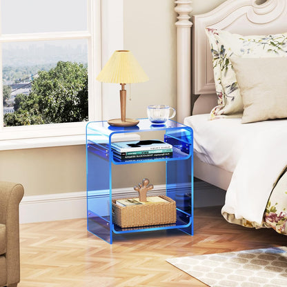 Acrylic Side Table with Storage Shelf - A Perfect Addition to Your Home