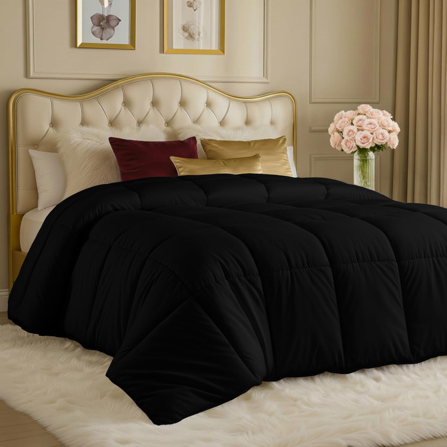 Utopia Bedding Steppbetten Queen-Größe, Ganzjahres-Bettdeckeneinlage, Daunenalternative Box-gesteppte Bettdecke mit Ecklaschen, Maschinenwaschbar (Weiß)