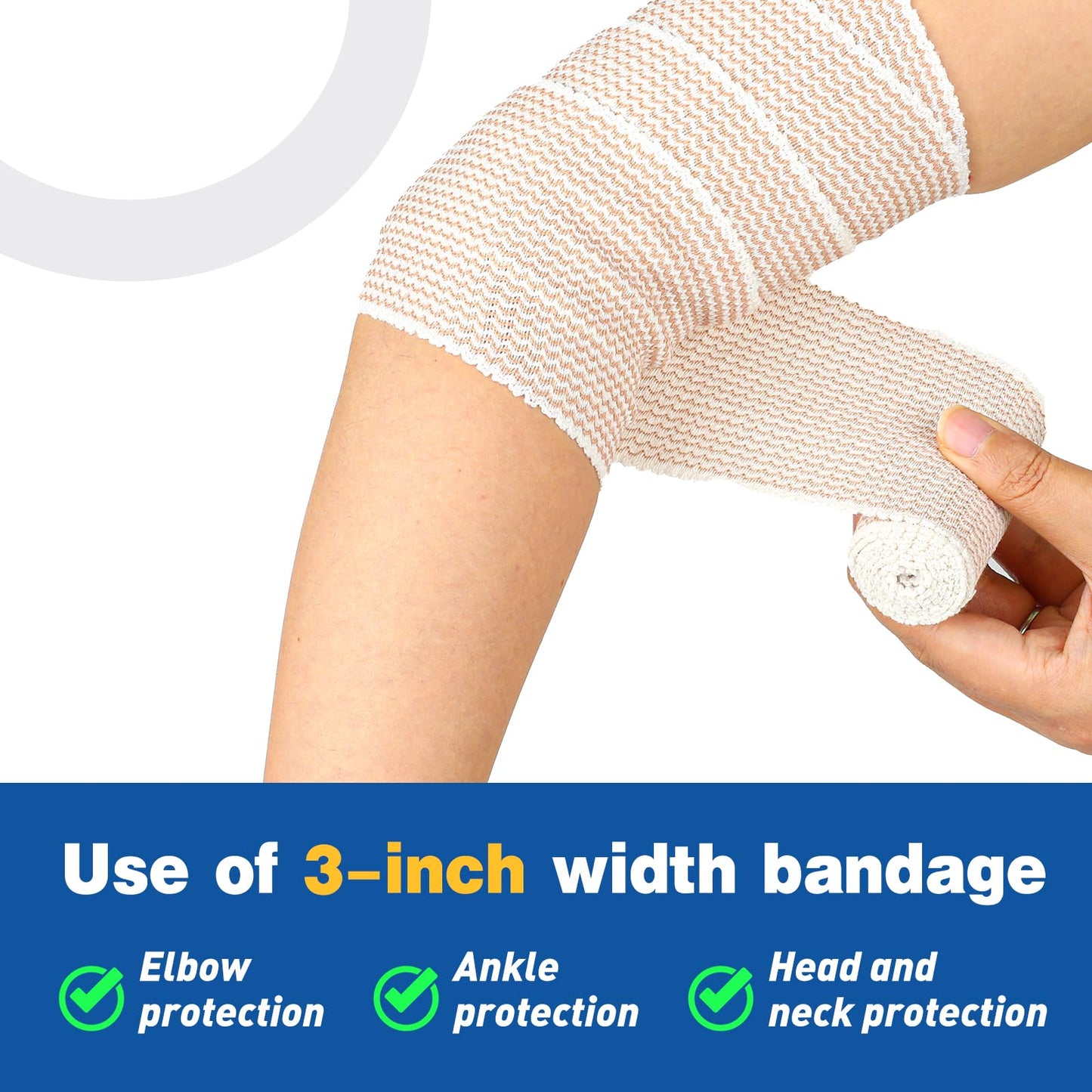 AZEN Premium 8 Pack Elastic Bandage Wrap (2x2", 2x3", 2x4", 2x6"), Compression Wrap Bandage for Legs, Ankle, Knee, Tummy, Body, Latex-Free, Lymphedema Wraps for Legs