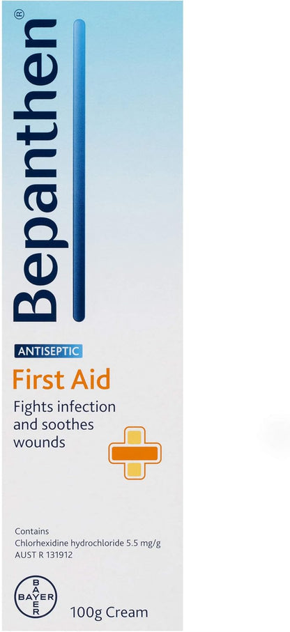 Bepanthen First Aid Cream for Effective for the Treatment and Prevention of Infection in Minor Cuts, Wounds, Abrasions, Insect Bites And Minor Burns, 100 g