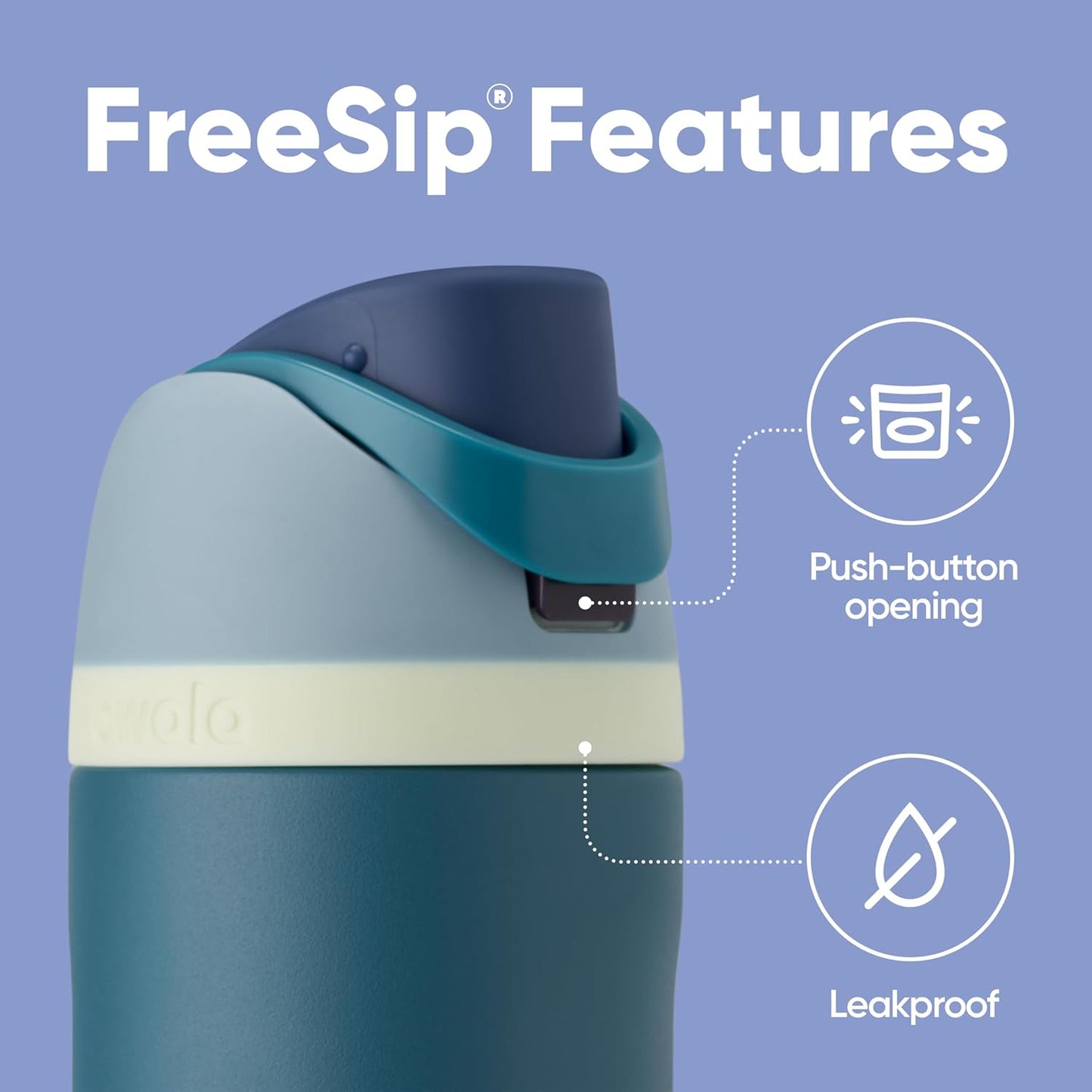 Owala FreeSip Isolierte Edelstahl-Wasserflasche mit Strohhalm für Sport und Reisen, BPA-frei, 710 ml, Shy Marshmallow