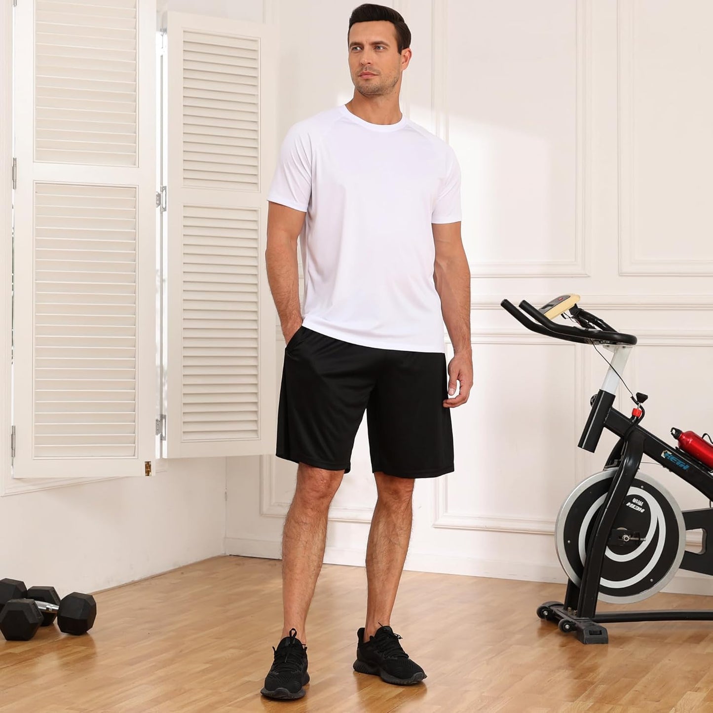 MLYENX Herren-Trainingsshirts Sportbekleidung Feuchtigkeitsableitend, schnelltrocknende Herren-Sportshirts Gym T-Shirts