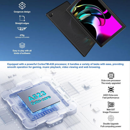 Tablet 10.1" Android Tablet, Octa-Core Processor, 10GB RAM+128GB ROM 1TB Expandable, Widevine L1 1280x800 IPS HD Touchscreen, 5MP+8MP Dual Camera Face Unlock, 5000mAh Battery WiFi 6 BT5.3,Gray