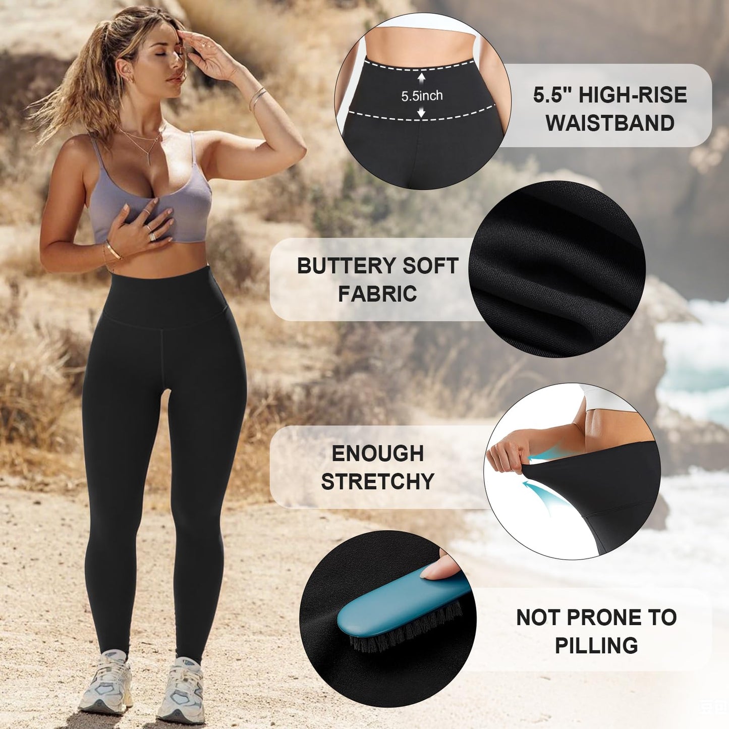 we fleece High Waisted Leggings for Women-Womens Black Workout Leggings Running Tummy Control Compression Pants