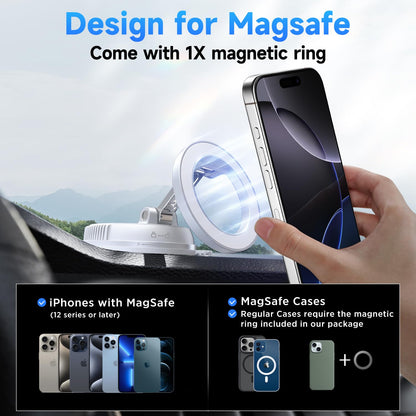 ANDERY Car Phone Holder for Magsafe [78+LBS Strongest Suction & 2400gf Strongest Magnetic] 360° Adjustable Car Phone Mount, Phone Holders for Your Car for iPhone 17-12 & All Phones, Father Gifts