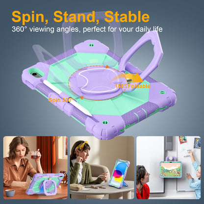 Case for iPad A16 11th Generation 11 Inch 2025, Auorld for iPad 10th Generation 10.9 inch 2022 case with Screen Protector, 360 Degree Rotating Stand Shoulder Strap Pencil Holder, Navy Pink