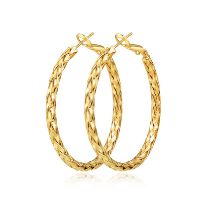 925 Sterling Silver Post Hoop Earrings Lightweight Twisted Hoop Earrings for Women Hypoallergenic Large Hoop Earrings 30/40/50MM