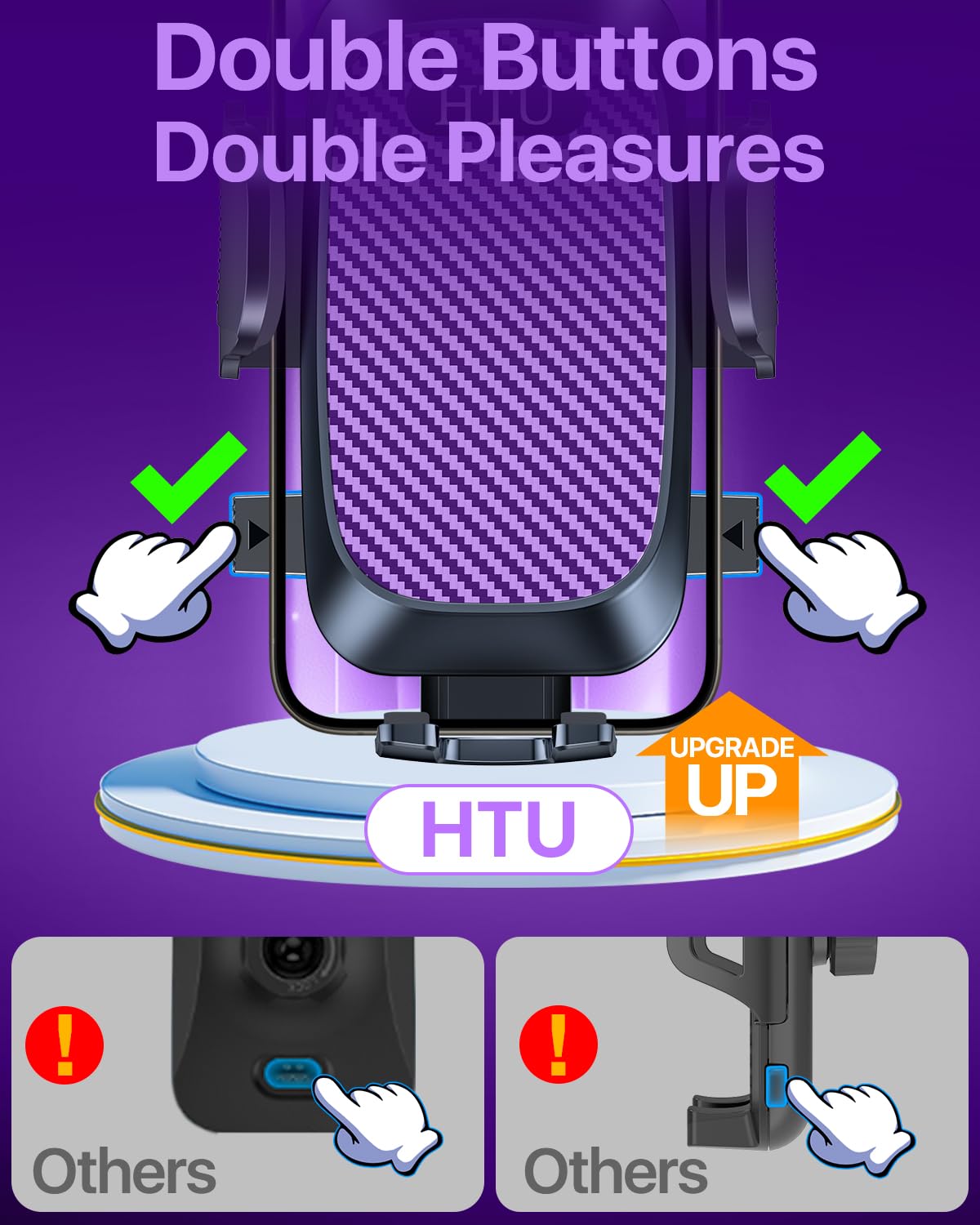 2026 Ultimate Best【True Military-Grade & Safety Cert】Car Phone Holder HTU【Upgraded 360 Rotation & 100+LBS Strongest Suction】5-in-1 Truck Windshield Dashboard Vent Mount Stand for iPhone Android, Black