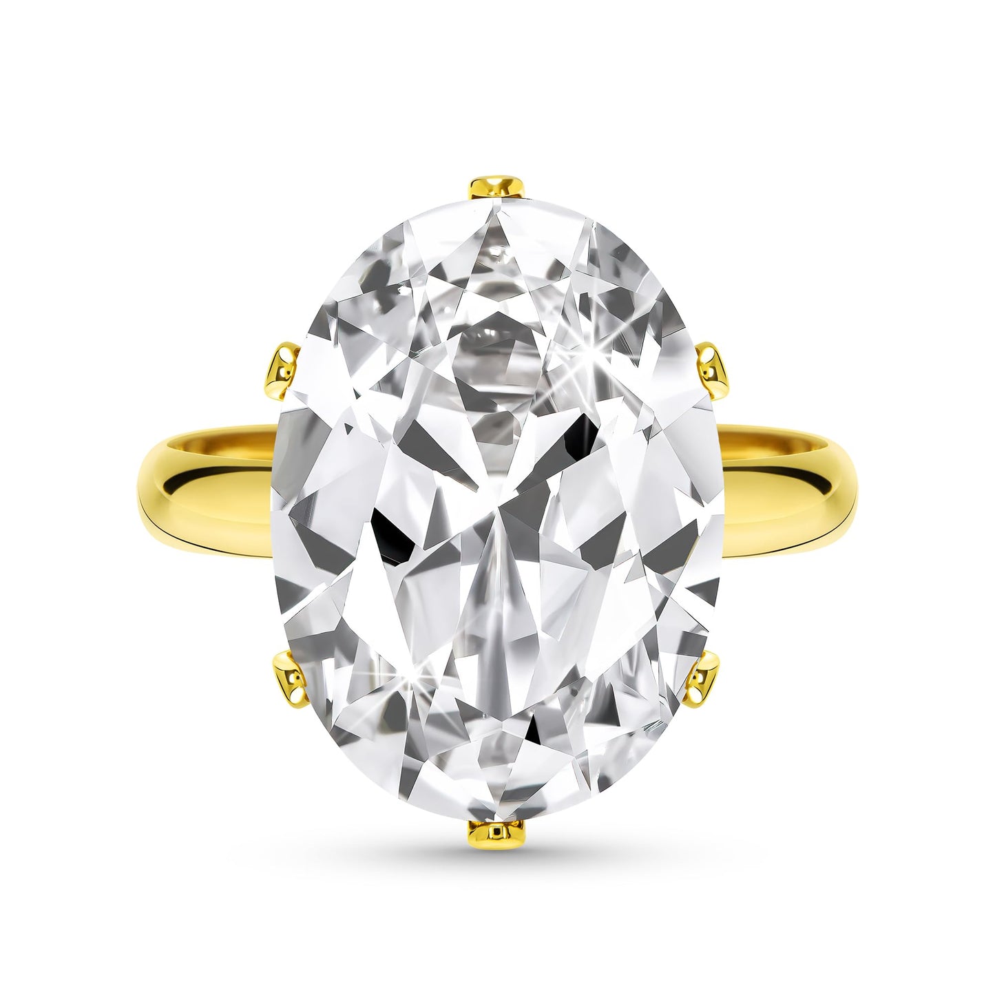Linawe Cubic Zirconia Imitation Diamond Moissanite Rings for Women, 14K Gold/Rose Gold/Silver Adjustable Chunky Ring, Costume Rhinestone Jewelry for Wedding Engagement
