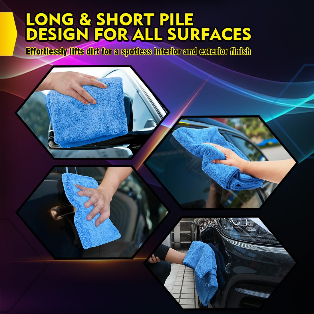 HOMEXCEL Microfiber Cleaning Cloth 12 Pack, 12.5 x 12.5 inch Microfiber Towels for Cars, Ultra Absorbent Car Washing Cloth, Lint Free Streak Free Cleaning Rags for Car, Kitchen, and Window (Grey)