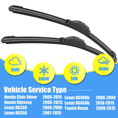Gavimnal® 20"+20" Silicone Wiper Blades Replacement For Ford Explorer 2005-2010,F-150 1999-2007,All-Season Front Windshield Wiper Blades(Set of 2)
