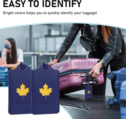 4 Pack Luggage Tag, Anyos PU Leather Travel Bag Labels Suitcase Baggage Tags with Name ID Card Privacy Protection
